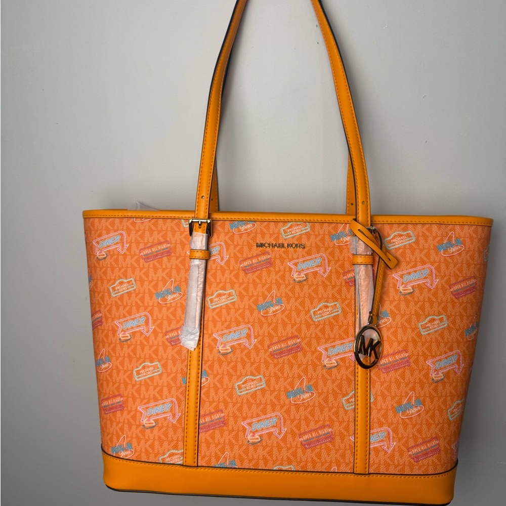 Michael Kors Orange Patterned Tote - image 1